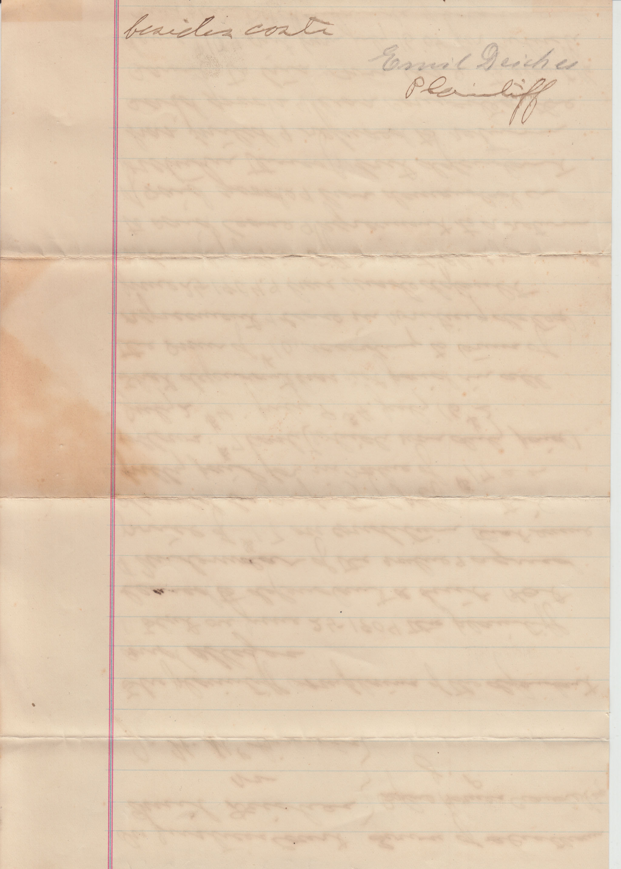 HBC003, 1904-07-25 Judgement, Emil Deiches vs J. W. McGuinnis re Lease of Suit